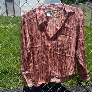 Vintage silk button up pink shirt 6 petite